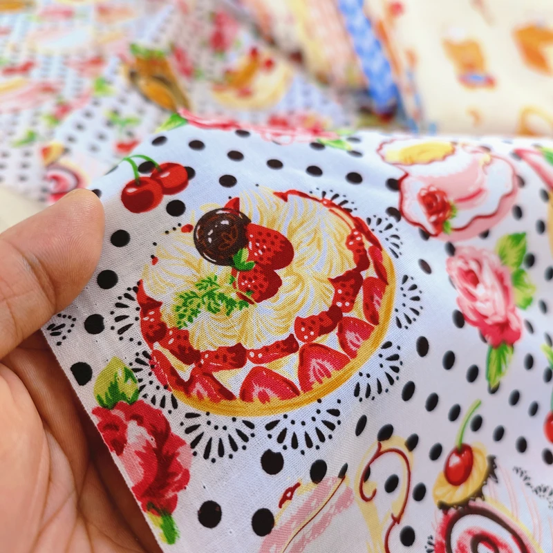 140x50cm 40s Cotton Dessert Cake Fabric Pastry Layout Background Cloth Children\'s ing Pajamas Dress Handmade