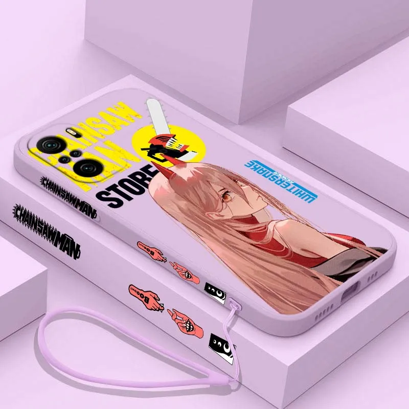 Anime Chainsaw Man power Denji Cover For Xiaomi Redmi Note 15 14 13 12 11 10 12S 11S Pro Plus 4G 5G Liquid Left Rope Phone Case view 6