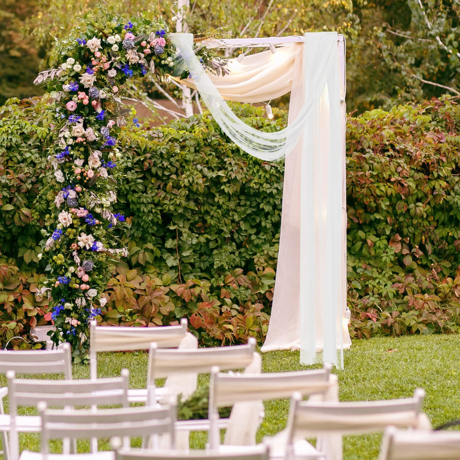 

Wedding Arch Draping Fabric Sheer Curtain Drape Decoration Ceremony Wedding Party Ceiling Sheer Backdrop Arch Draping Curtain