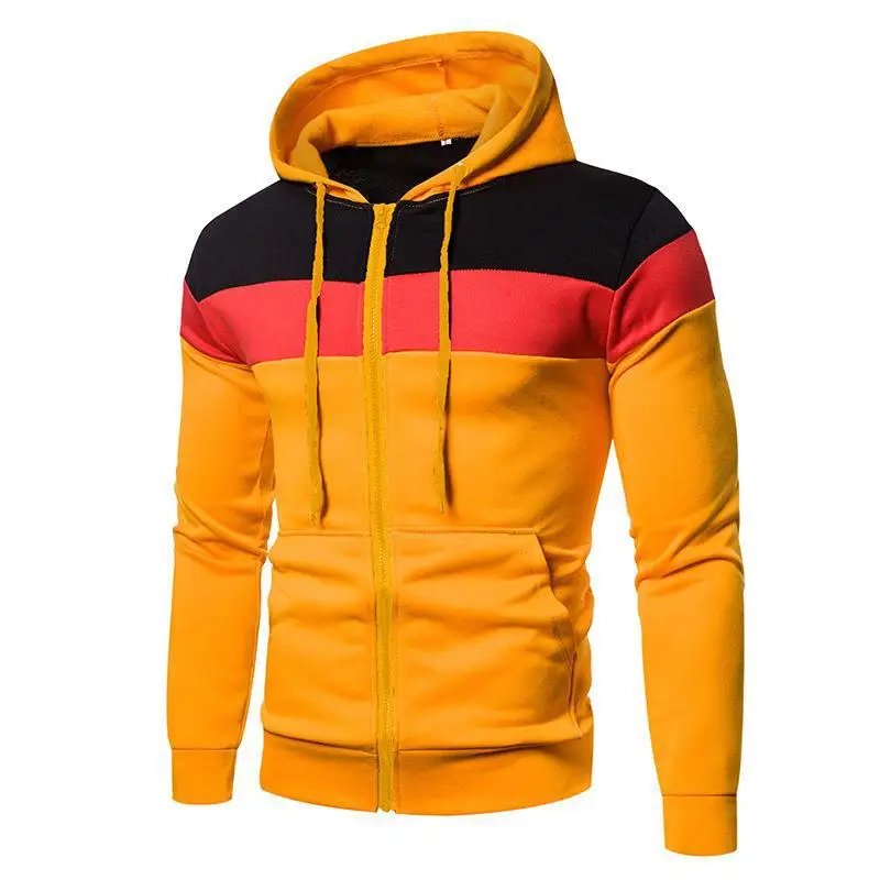 Sudadera con capucha de bloque de Color con cremallera para hombre, Sudadera con capucha informal elegante y duradera, Top de manga raglán, otoño e invierno, nuevo