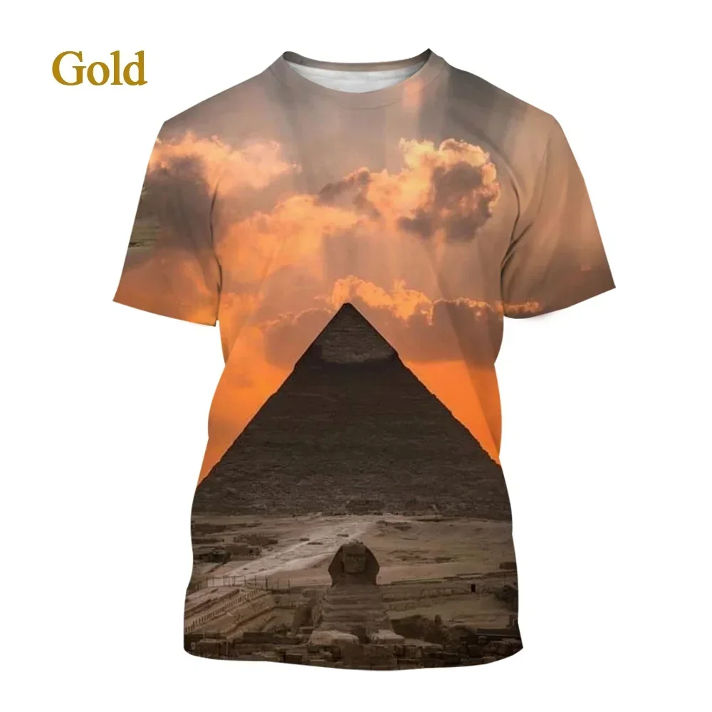 Summer Fun and Casual T-shirt for Men and Women 3D Printed Ancient Egyptian Pyramid Both Breathable and Comfortable Soft T-shirt