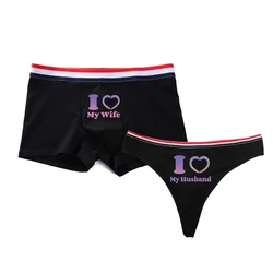 Couple Underwear For Lovers Men Boxer Shorts Women G Cotton Thongs Custom Print Men Women Couples Underpant Sexy Lady G String