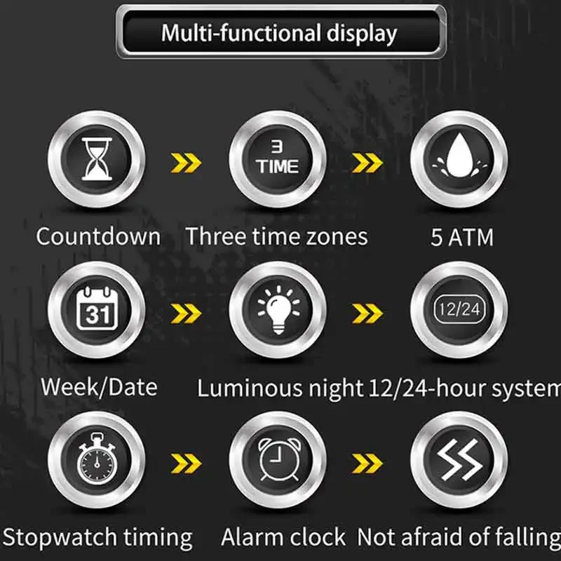 SANDA Fashionable Men's Electronic Watch Sports Multifunctional Waterproof Large Dial Three Pin Double Display Men's Wrist watch