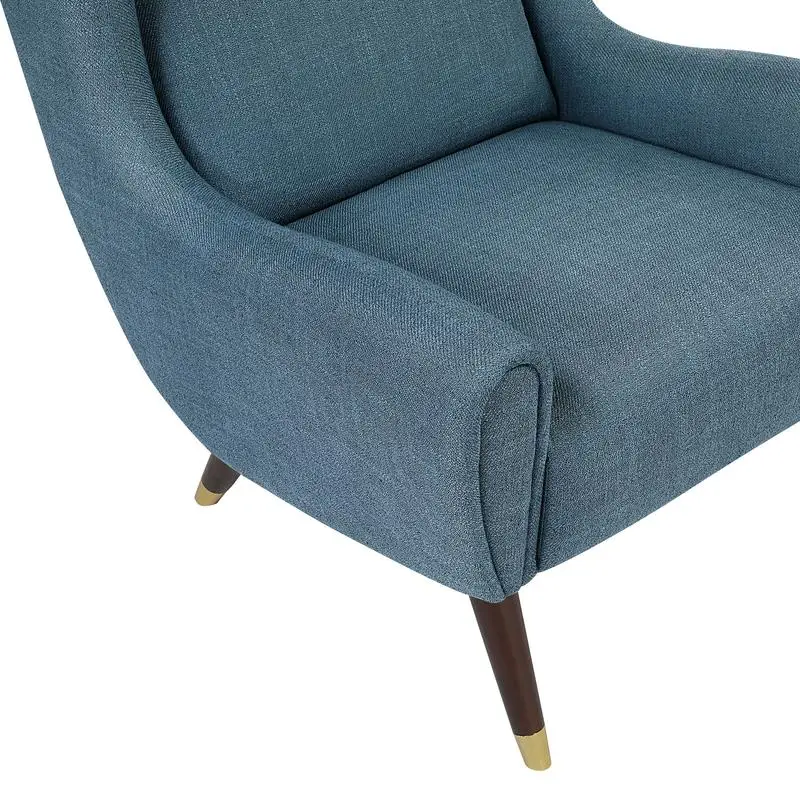 Modern Wingback Upholstered Accent Chair - Blue Fabric, Solid Wood, Sleek Design, Luxury Furniture, Stylish Home Decor