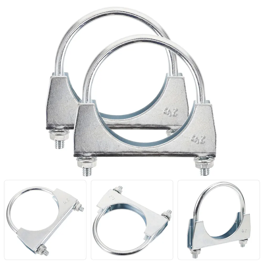 

2pcs U-Bolt Clamps Saddle Style Retainer Metal Round Pipe Automotive Holder Exhaust Support U Clamp Car Motorcycle Repair System