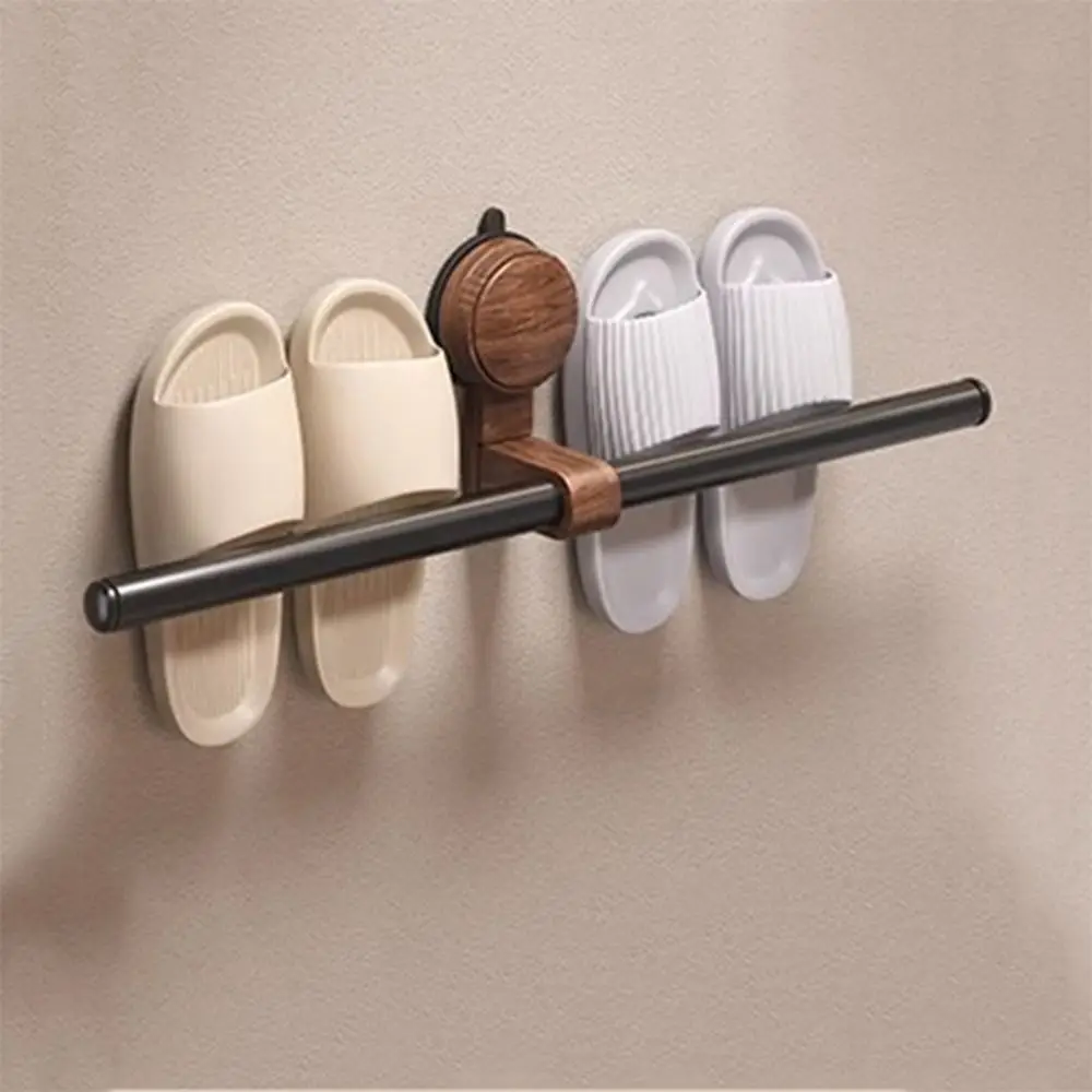 

Walnut Wood Retro Style Towel Bar Plastics Sucker Suction Mount Towel Bar Waterproof Corrosion Preventive