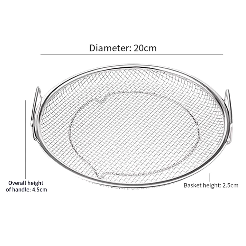 Pantalla de filtro de residuos de aceite de acero inoxidable para freír, artefacto de drenaje de aceite de oreja, placa de pantalla de filtro, pollo frito, plata, 2 piezas