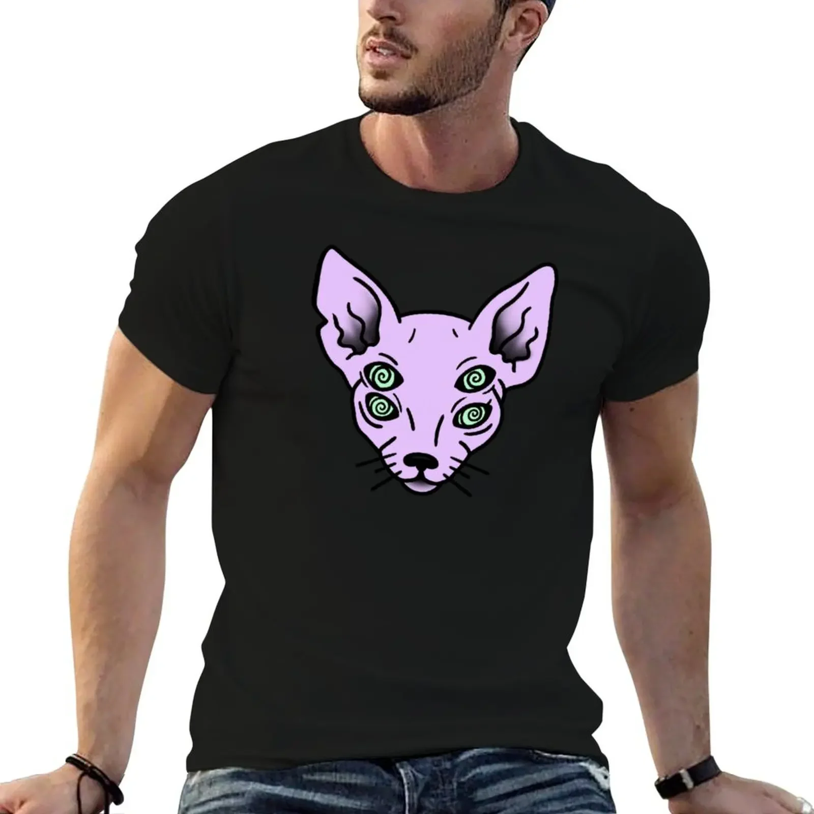 Hypno Cat T-Shirt vintage clothes Short sleeve tee man clothes man t shirt men clothes