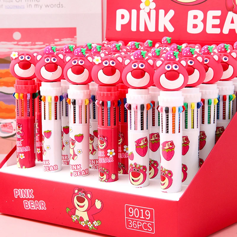 Anime Disney Figure Ballpoint Pen Strawberry Bear Lotso Cartoon 10 Color 0.7 School Student Stationery Draw Wrirte Mark Pen