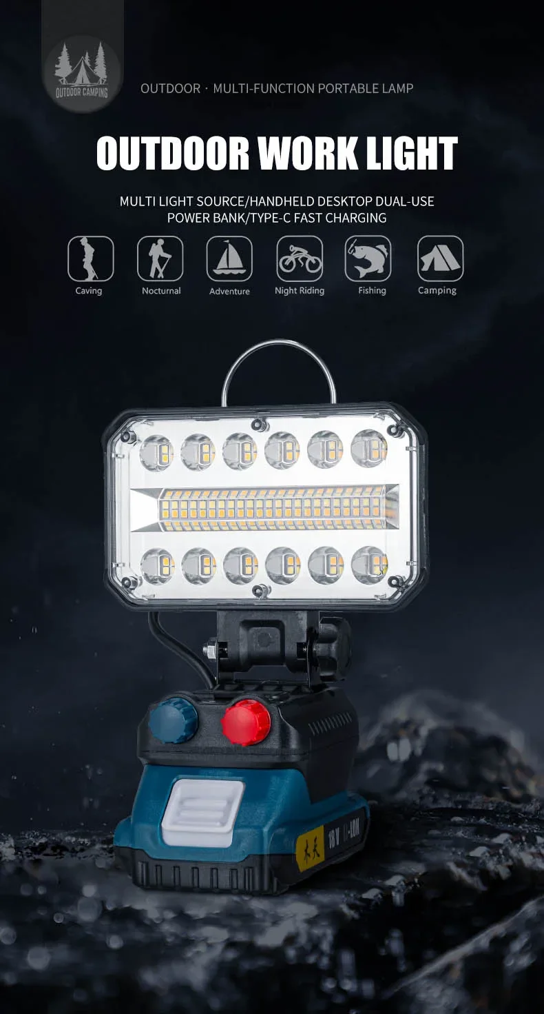 Multifunctional High-Bright Work Lights, Flood Lights, Electric Lights, Multi-Light Beads, Maintenance Lights Without Batteries