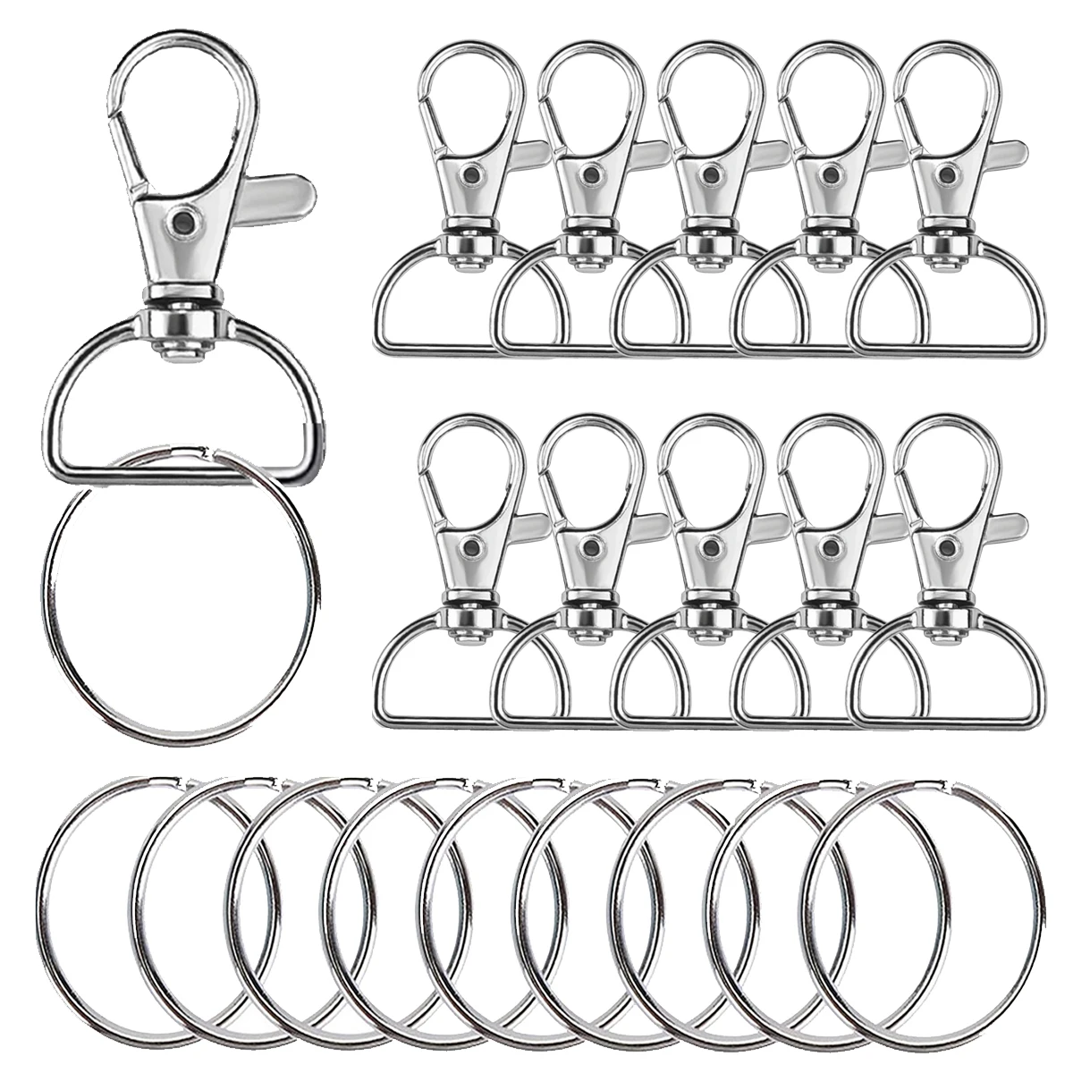 20/50 مفتاح سلسلة خطاف مشبك مع حلقة رئيسية DIY بها بنفسك الحرف اليدوية D حلقة كليب الحبل ملحقات الأجهزة مناسبة لصنع سلسلة المفاتيح #1