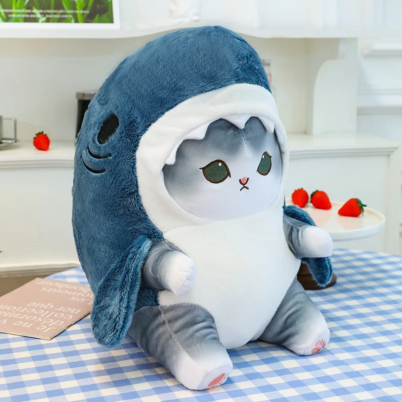 

Новая милая плюшевая игрушка-кот-акула, мягкая кукла-кот, приз для автомата с игрушками, декор для дома и спальни, подарки на день рождения