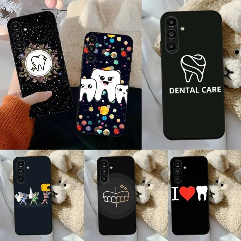 

Dentist Tooth Pattern Phone Case For Samsung S24,23,22,30,21,10,9,Ultra,Plus,Lite,FE,5G Black Soft Case