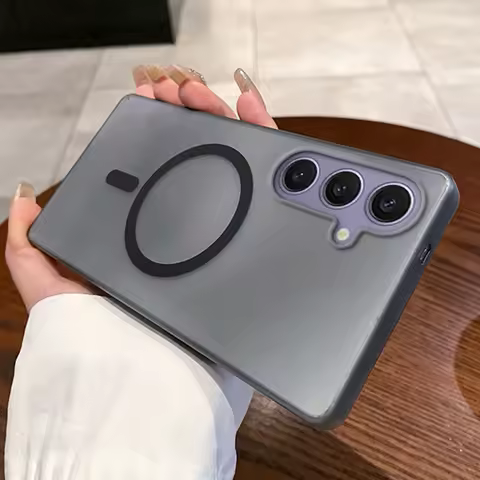 Luxury Magsafe Matte Clear Magnet Case For Samsung S25 S24 S23 S22 S21 S20 FE Plus Ultra A17 A07 A56 A36 A26 A16 A06 A55 A35 A25