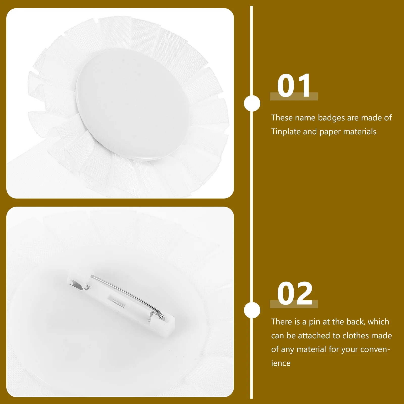 

4Pcs Blank Badge Award Ribbon DIY Pins Creative Round Brooches Lightweight Crafting Decorative Medals Chest Accessories