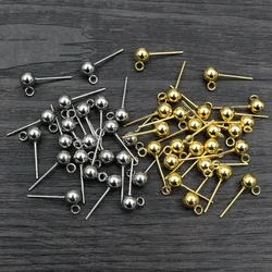 30pcs 3/4/5/6mm 316 Stainless Steel Ball Pin Findings Stud Earring Basic Pins Stoppers Connector For DIY Jewelry Making Supplies