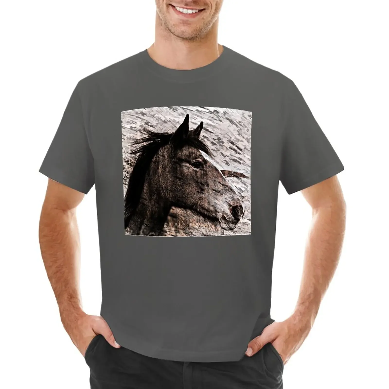 

Horse T-Shirt Short sleeve tee graphics boys animal print customs workout shirts for men