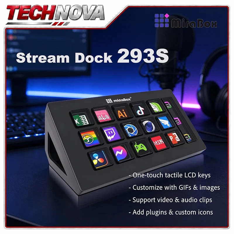 Mirabox Streamdeck 293S Visual Console Macro Keypad 10 Keys Button Live Console Mini Keypad Macropad Stream Desk Controller