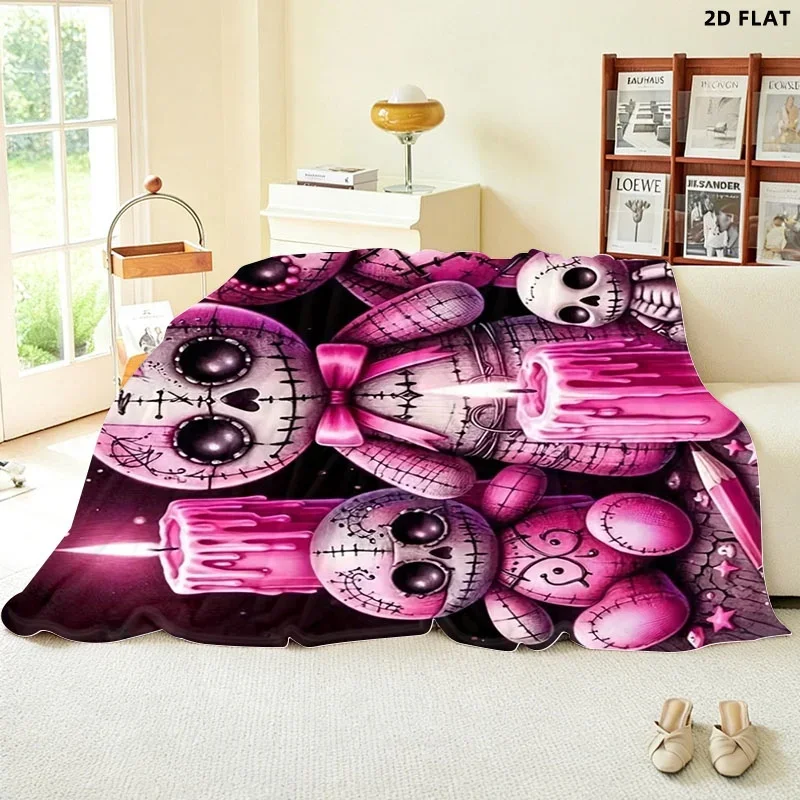 Spooky Cute Skeleton Candy Dripping Halloween Throw Blanket Cozy Gothic Horror Art Decor