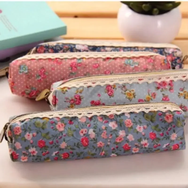 1pc High Quality Mini Retro Flower Floral Lace Pencil Case,pencil bag school supplies Cosmetic