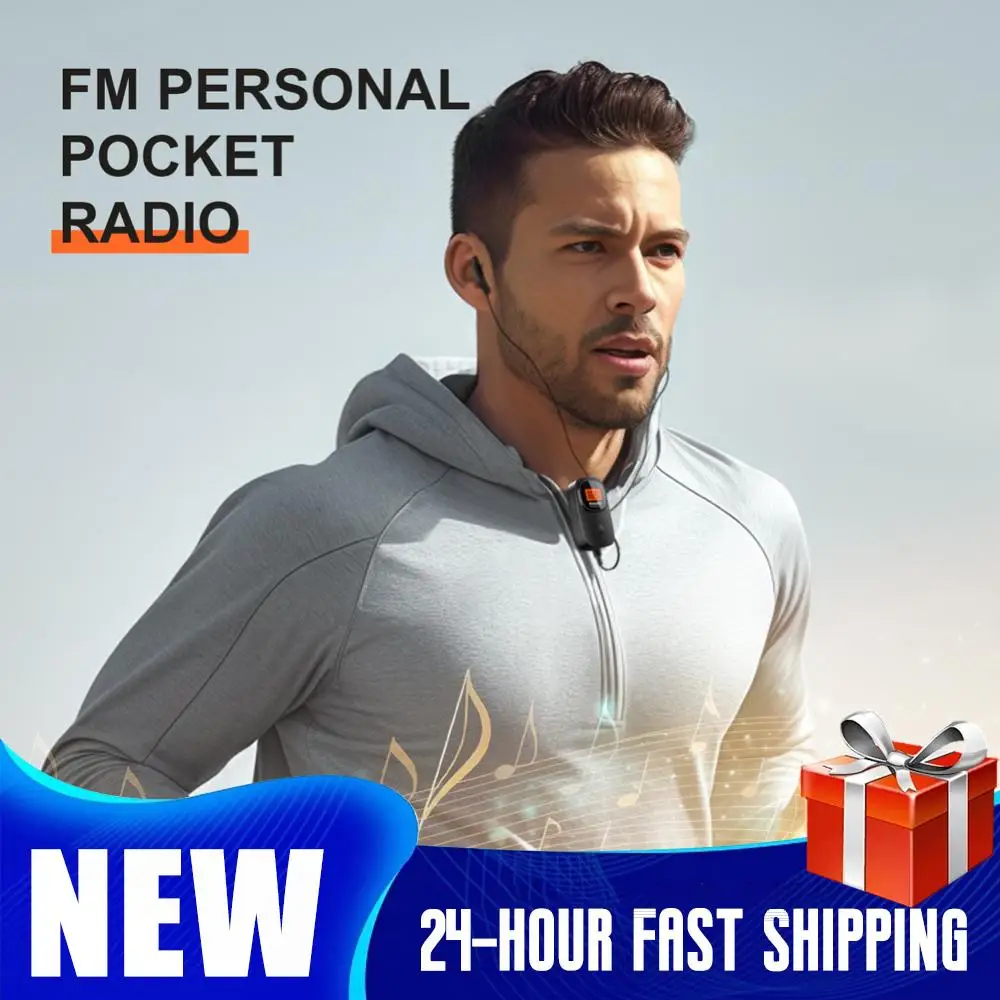 Pocket Clip Radio FM-radio-ontvanger LCD-scherm Digitale afstemming FM-radio met oortelefoon Draagbare radio op batterijen voor thuis