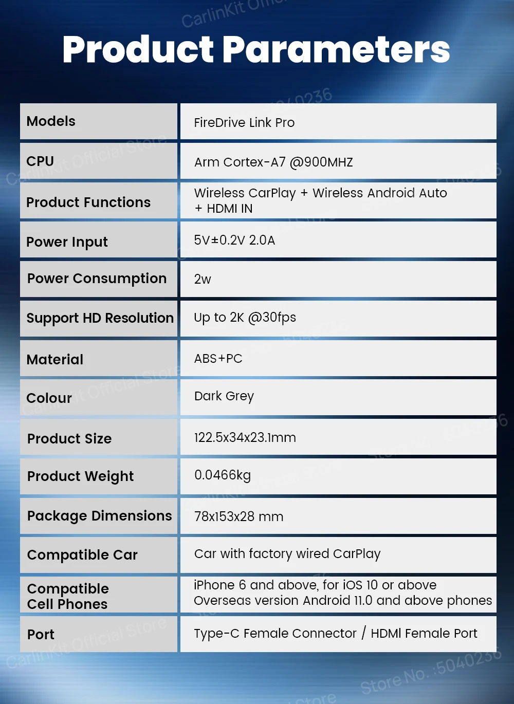 CarlinKit FireDrive Link Pro 3-in-1-Wireless-Adapter Wireless Android Auto CarPlay HDMI für Fire TV Stick Lite/Max/HD Play Video – Detail 14