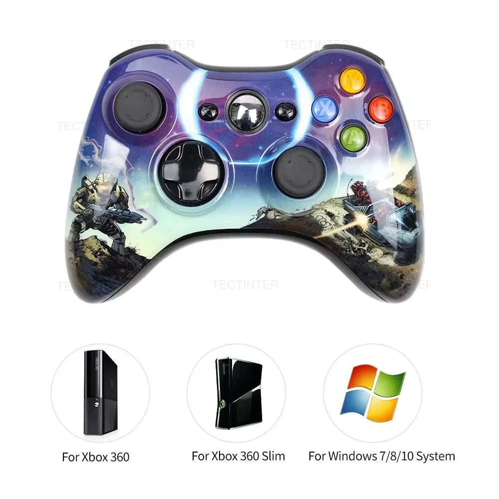 

Беспроводной контроллер для игровой консоли Xbox 360, геймпад, джойстик для Microsoft Xbox 360, компьютерный ПК, контраст с двойной вибрацией