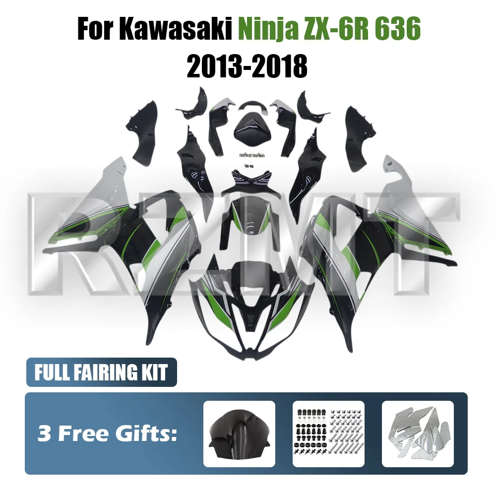 Bodywork Cowling Green White Gradient Printing For ZX6R ZX 6R 636 2013 2014 2015 2016 2017 2018 Full Fairing Kit Injection
