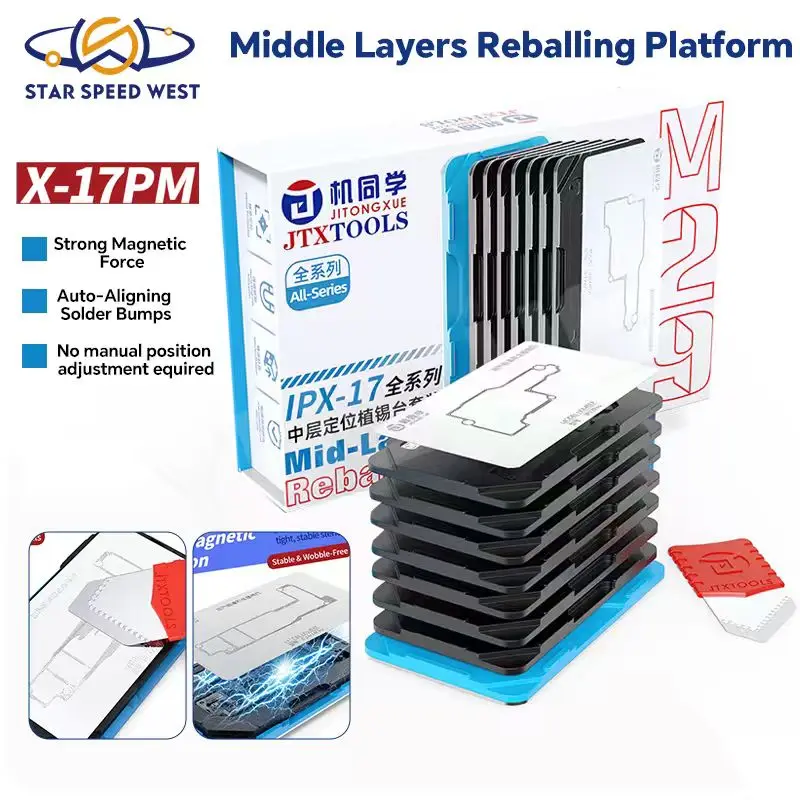 

JTX Universal Reballing Platform Strong Magnet High Precision for IPhone X 11 12 13 14 15 16 17 Pro ProMax Series Repair
