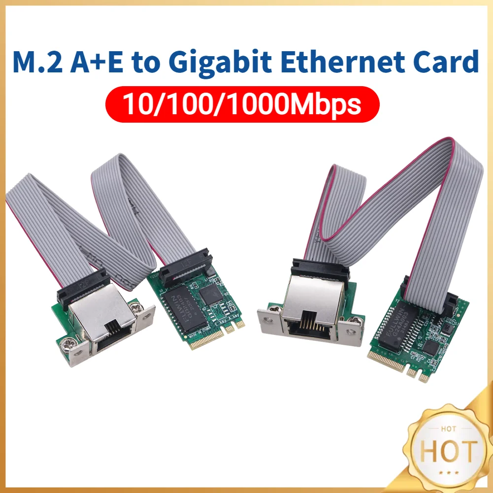 M.2 Network Card 10/100/1000Mbps Ethernet Network Card Single Port RJ45 M.2 A+E Ethernet Adapter RTL8111H Chip for Windows Linux