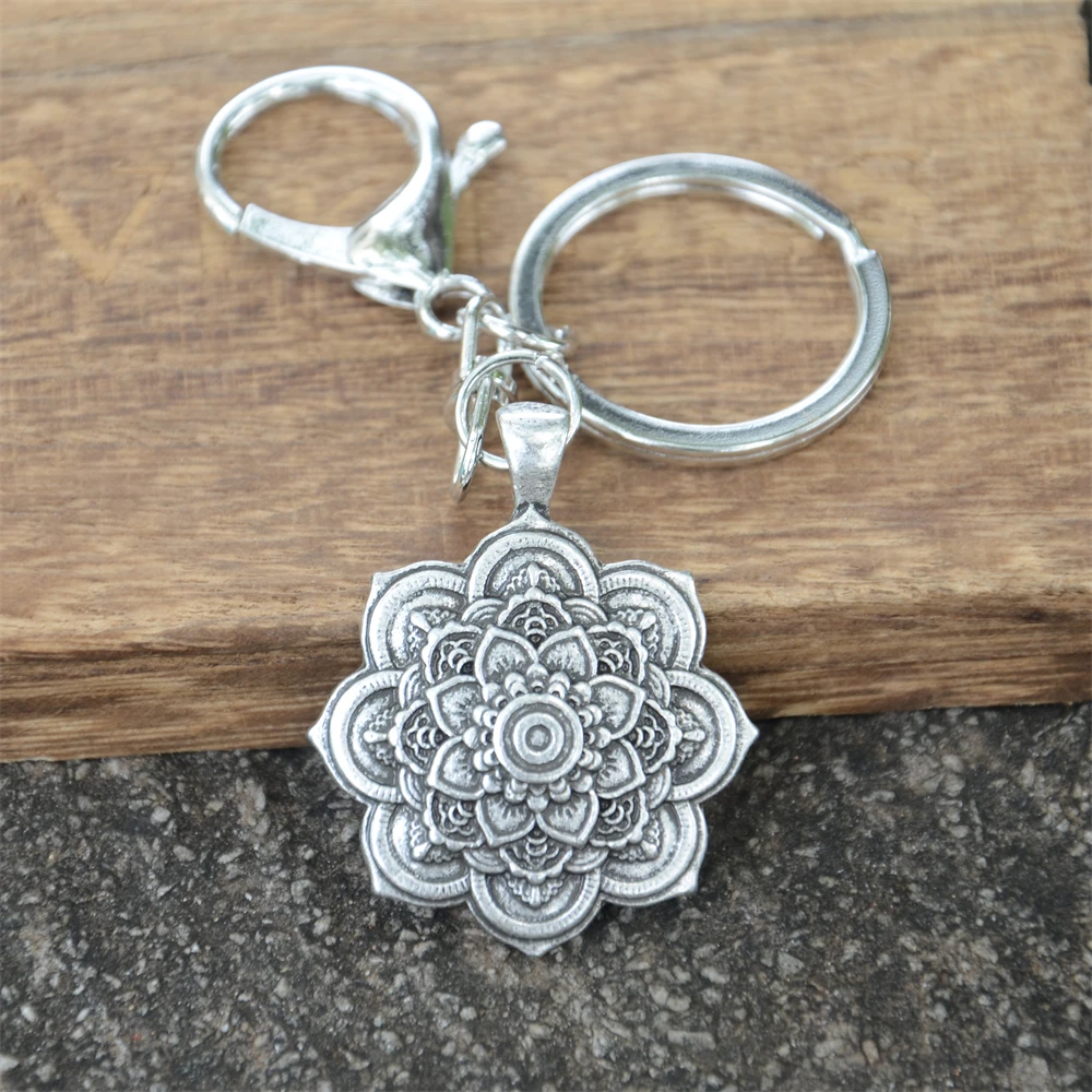 蓮の花、マンダラ、仏教、ヨギ、インド、ジュエリー、ギフト、キーホルダー付きキーホルダー