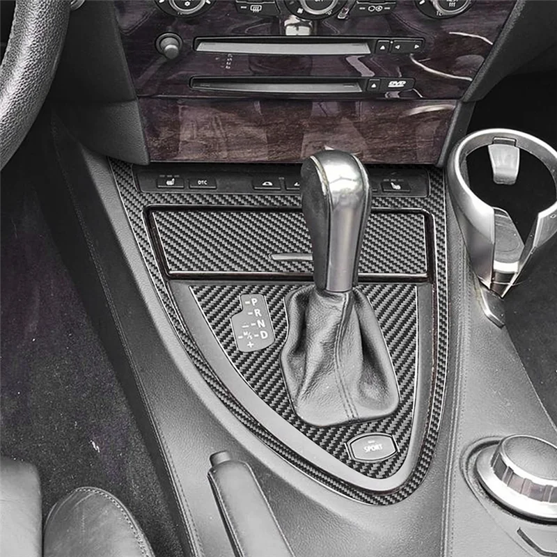 

Для BMW 6 серии E63 E64 2004-2010, аксессуары для интерьера, автомобильная рамка переключения передач, накладка из углеродного волокна