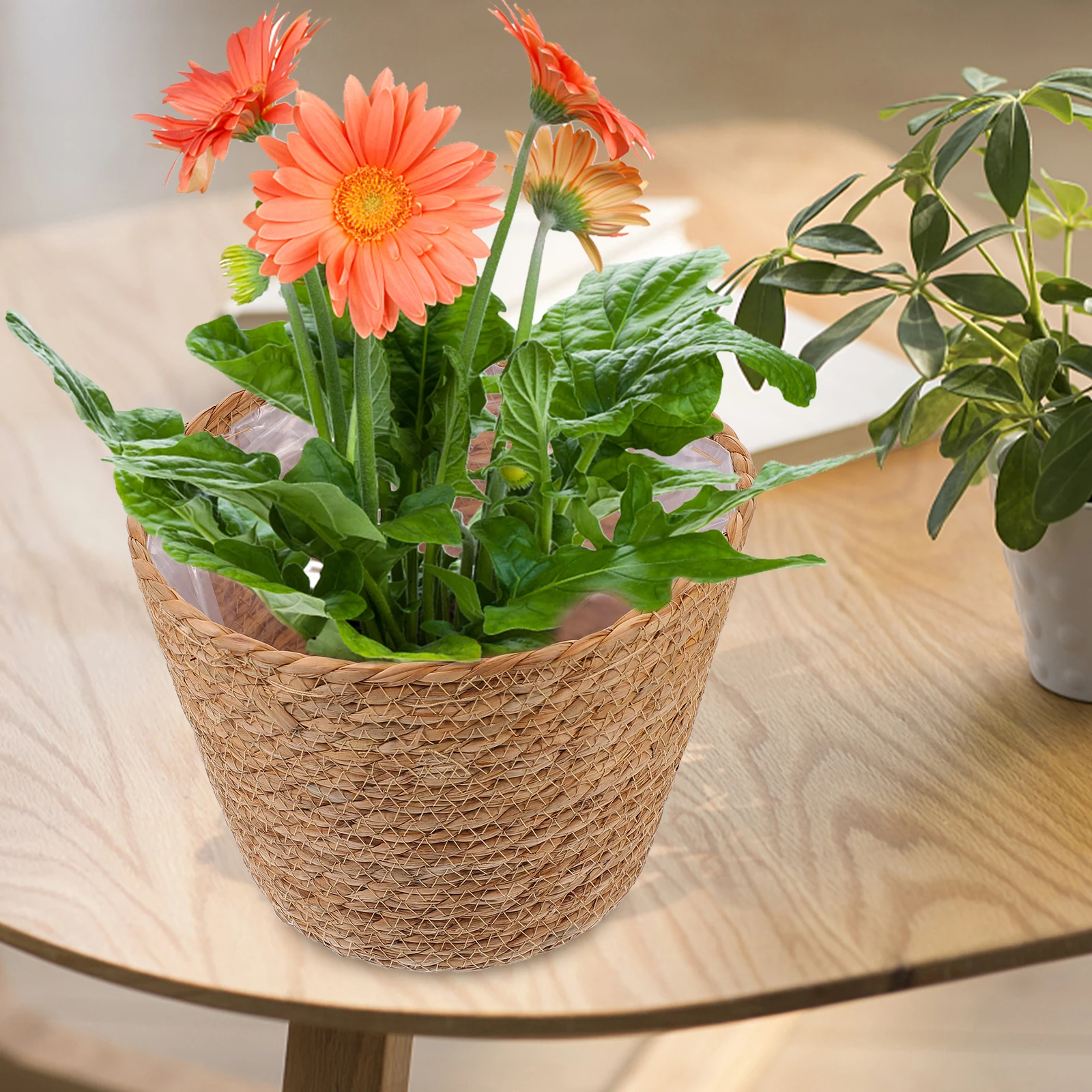 

2pcs Straw For Indoor Plants Handmade Rustic Baskets Woven Plant Plant Basket Decorative Storage Basket Home Decor