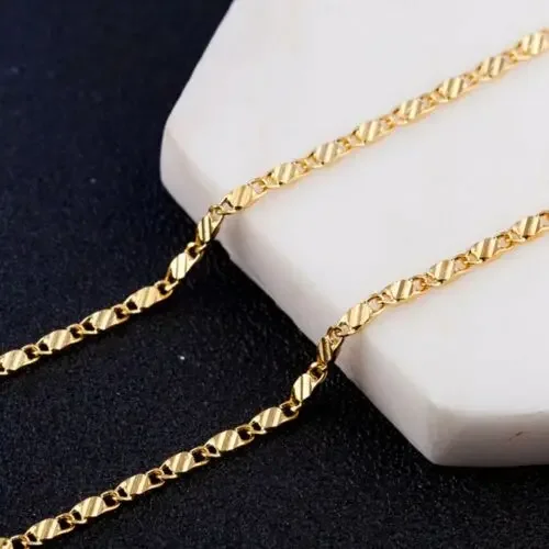 Hot Sale 925 Sterling Silver 18K Gold Flat Clavicle Chains Necklaces for Men Women Wedding Jewelry Christmas Gifts 40-75cm