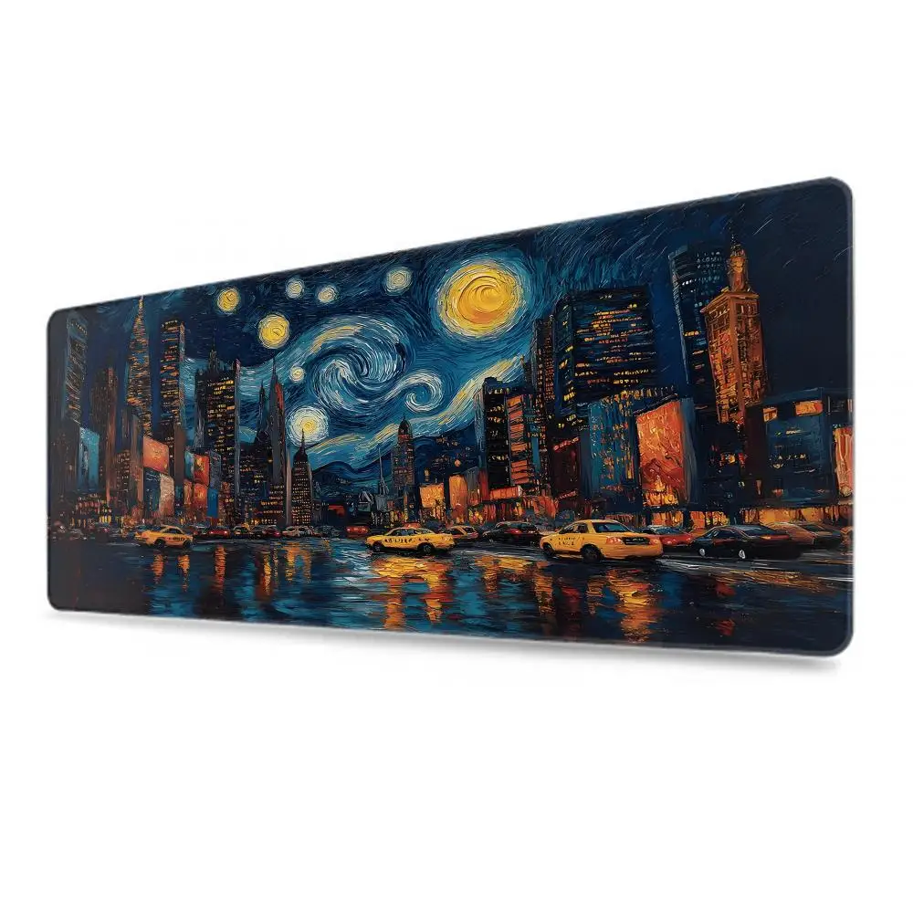Podkładka pod mysz Van Gogh XXL Akcesoria Gamingowe Biurowa Mata na Biurko dla Graczy Antypoślizgowa Podkładka pod Laptopa Gwieździsta Noc Most Brooklyn