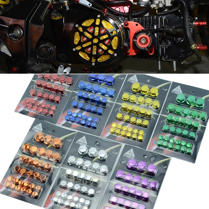 30pcs Motorcycle Modification Accessories Hexagonal Head Screw Cover Decorative Screw Cap Universal Scooter Engine Screw Cap Dec