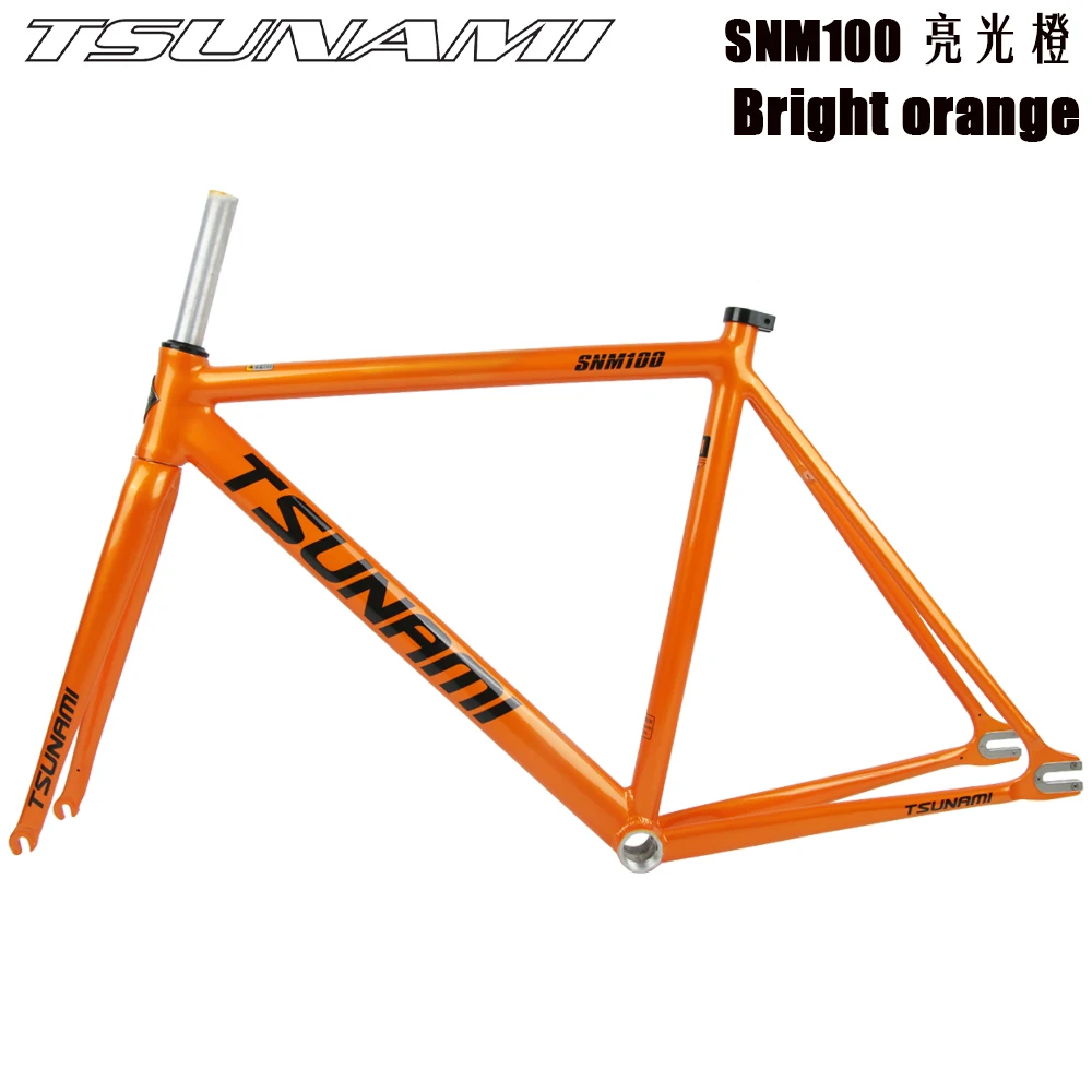 

TSUNAMI SNM100 Bright Orange Frame Fixed Gear 700c Aluminum Alloy Frame with Fork 49cm 52cm 55cm 58cm Single Speed Bicycle