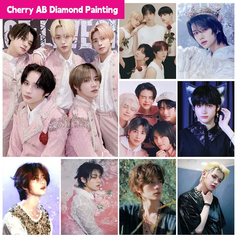 �y�Z�[�����zAB �_�C�������h�h�� Kpop T-TXT �؍����N�O���[�v�̎� 5D DIY �t�� SquareRound �h�����h�J�N���X�X�e�b�`�L�b�g�Ƃ̑����̃M�t�g