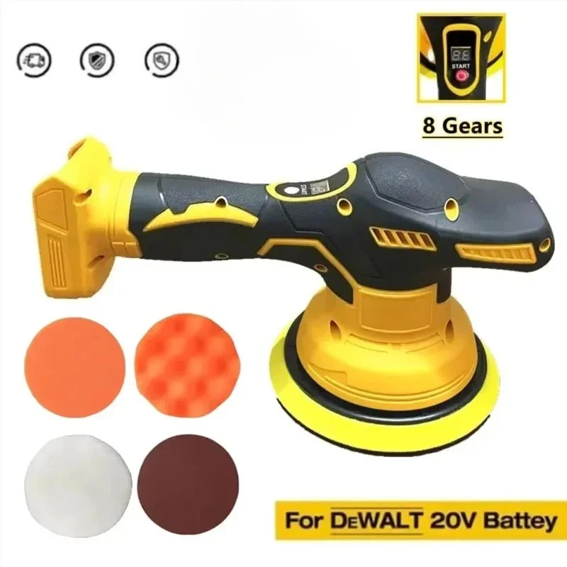 Electric Car Polisher Cordless Auto Polishing Machine Power Tools 8 Gears Waxing Sanding Sealing Fit for DeWALT 20V Battery - view 2