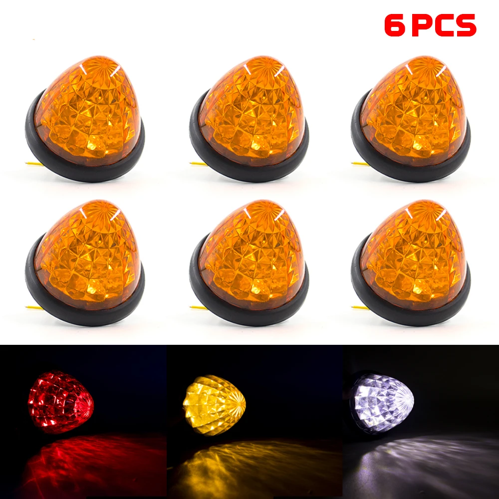 

6pcs 12V 24V 16 LED Clearance Side Marke Turn Signal Light Warning Rear Tail Parking Indicator Alarm Lamp RV Truck Trailer Lorry