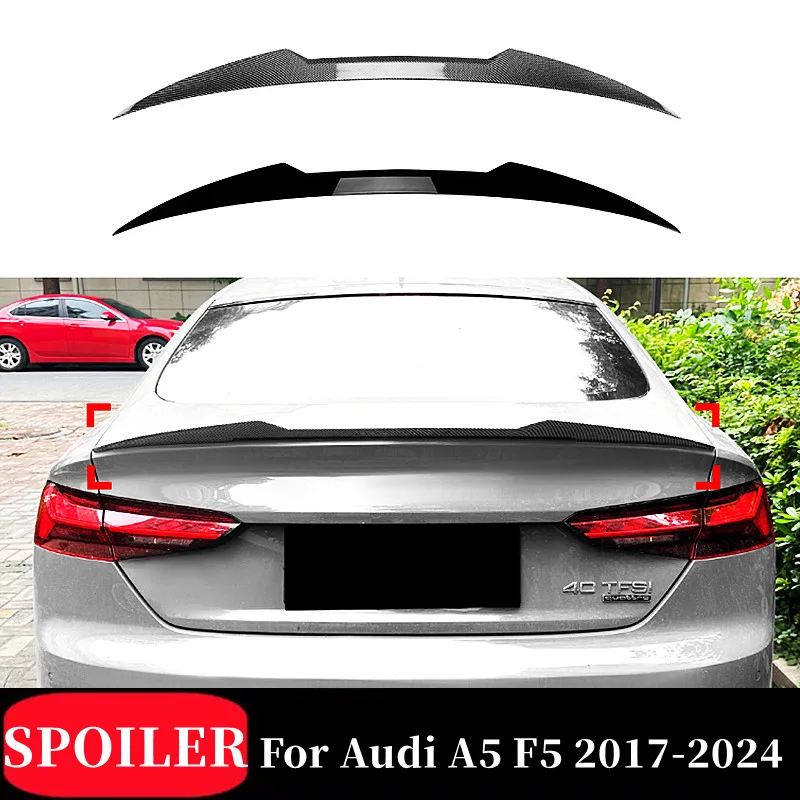 

For 2017-2024 Audi A5 F5 ABS Plastic Black Carbon Car Rear Trunk Lid Spoiler Wings Exterior Tuning Accessories