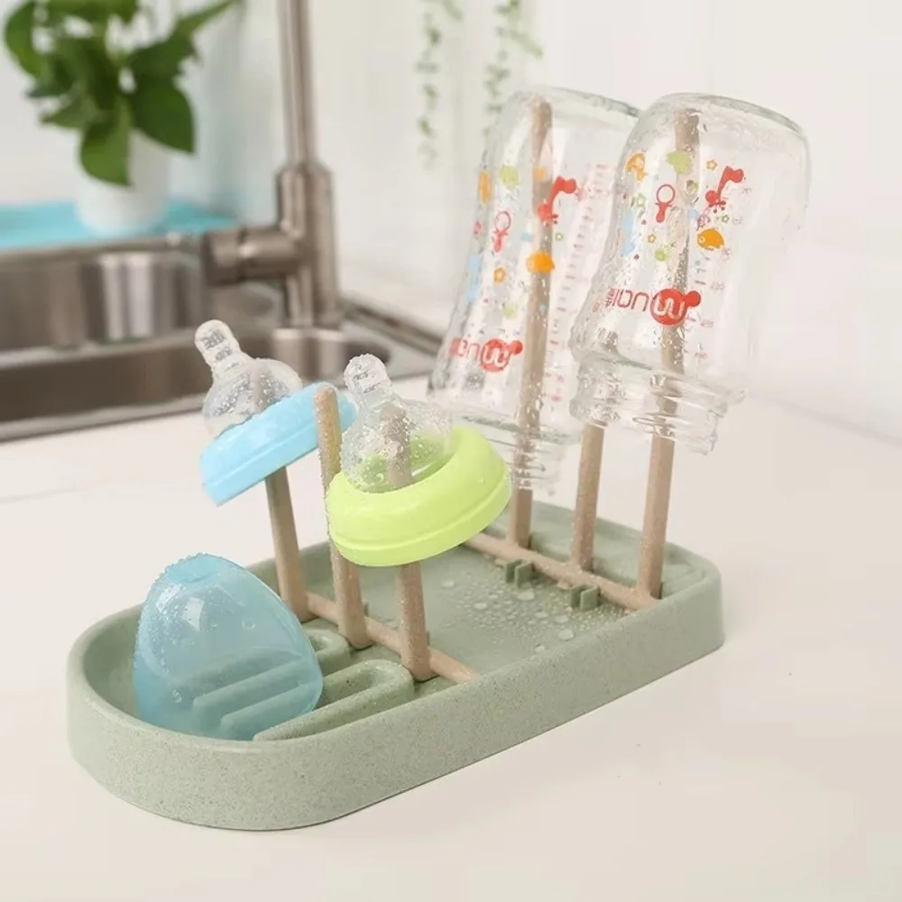 

Portable Wheat Straw Drying Rack Removable Baby Bottle Drain Rack Feeding Cup Holder Cleaning Pacifiers Accessories