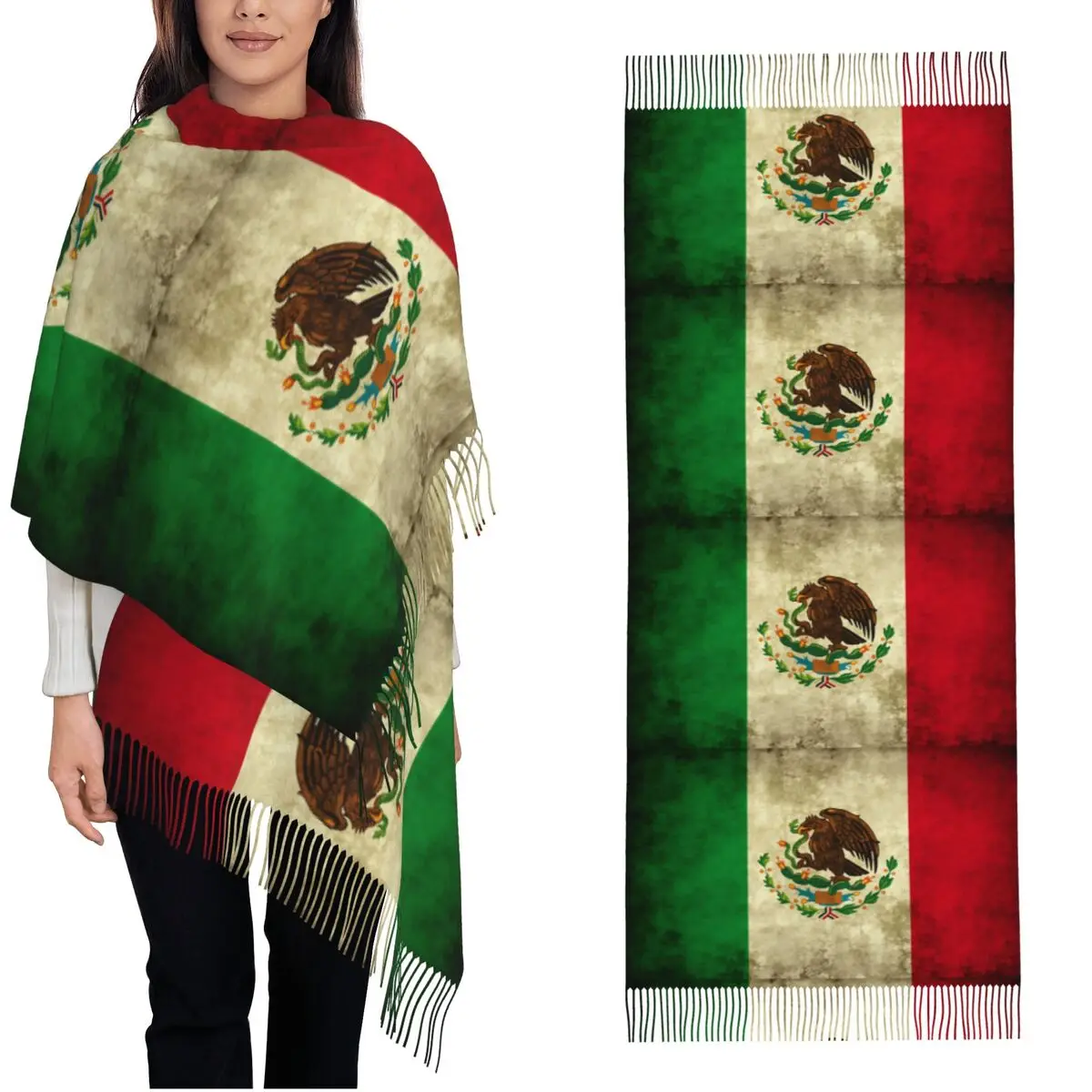 

Keep Warm Scarf Autumn Mexico FLAG Shawl Wraps Custom Foulard Female y2k Cool Large Scarves