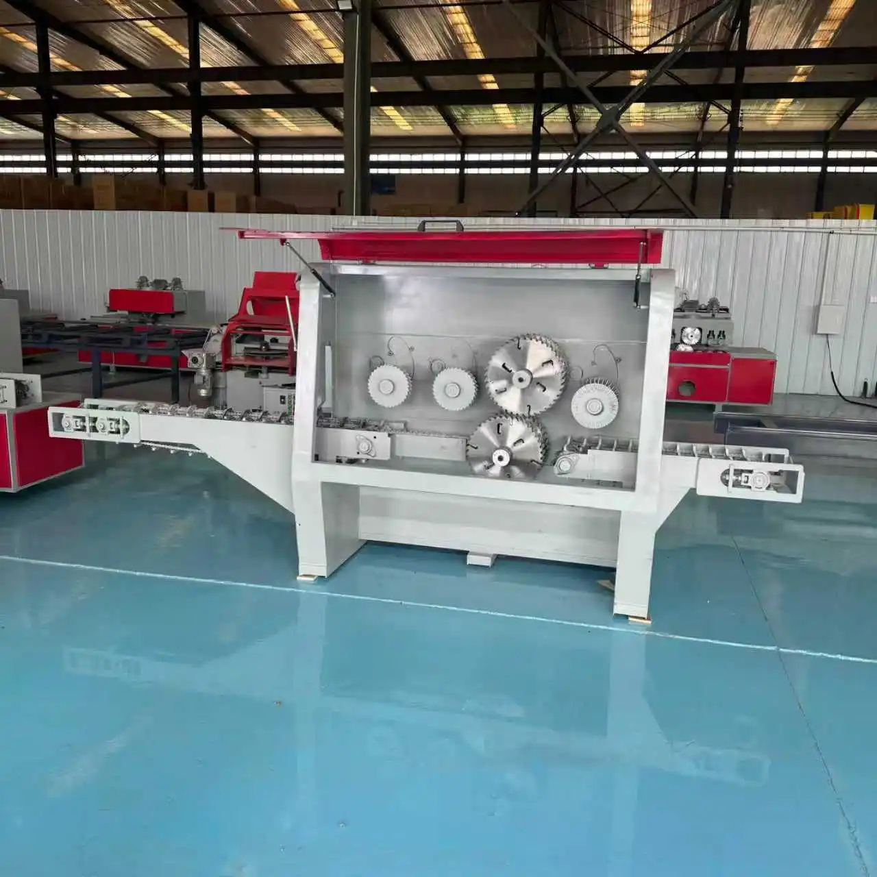 Heavy Duty Round Timber Multi-Piece Saw, Woodworking Machinery, Log Cutting Machine Upper and Lower Disc Saw
