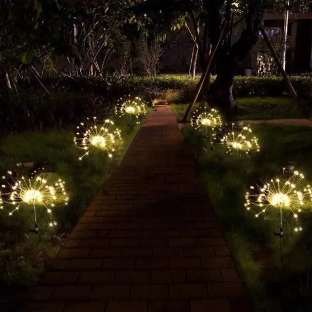 LED Outdoor Lawn Waterproof Solar Power Firework Lights Decoration Garden Lawn Lamps Garden Street Decor Christmas