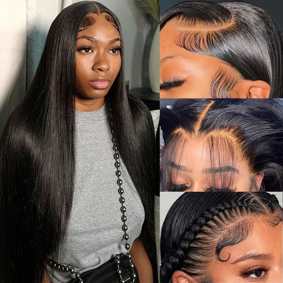 200% Density 13x4 Straight Lace Frontal Human Hair Wig 30 40 Inch 13x6 HD Transparent Lace Front Wig Human Hair Wigs Pre plucked image 3