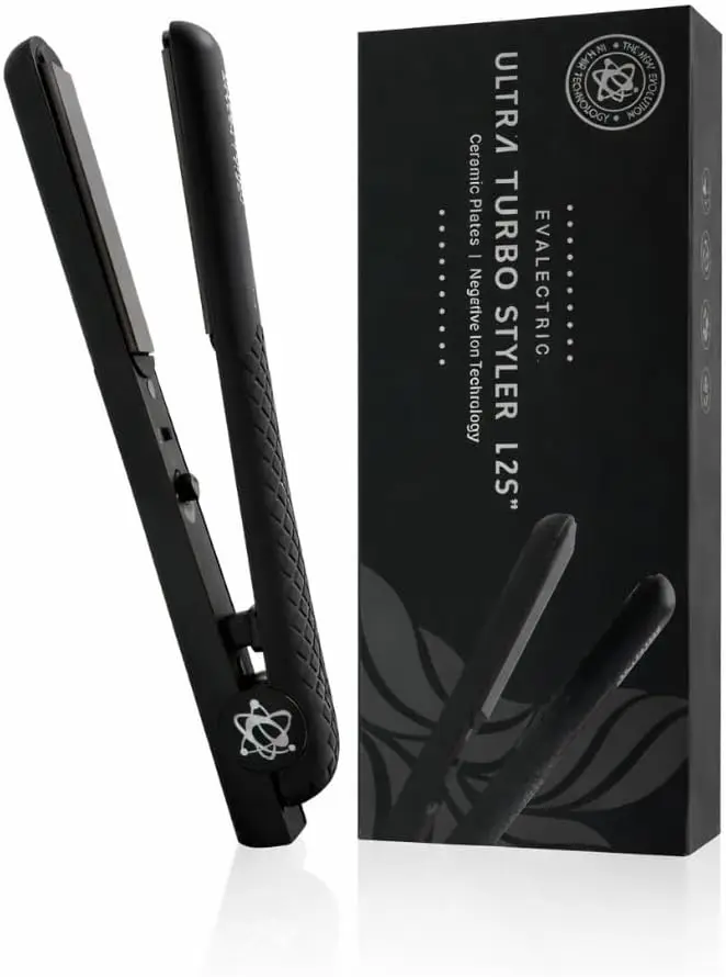 

1.25" Ceramic Flat Iron with Floating Plates, Dual Voltage, Negative Ion Technology for Smooth Hair - Travel-Friendly Black