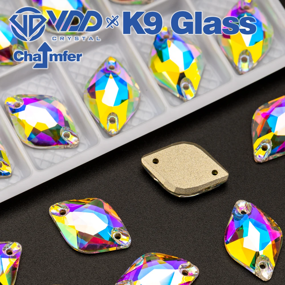 VDD chaflán AAAAA calidad superior K9 vidrio coser en diamantes de imitación costura cristal AB piedra plana para accesorios de ropa vestido de novia