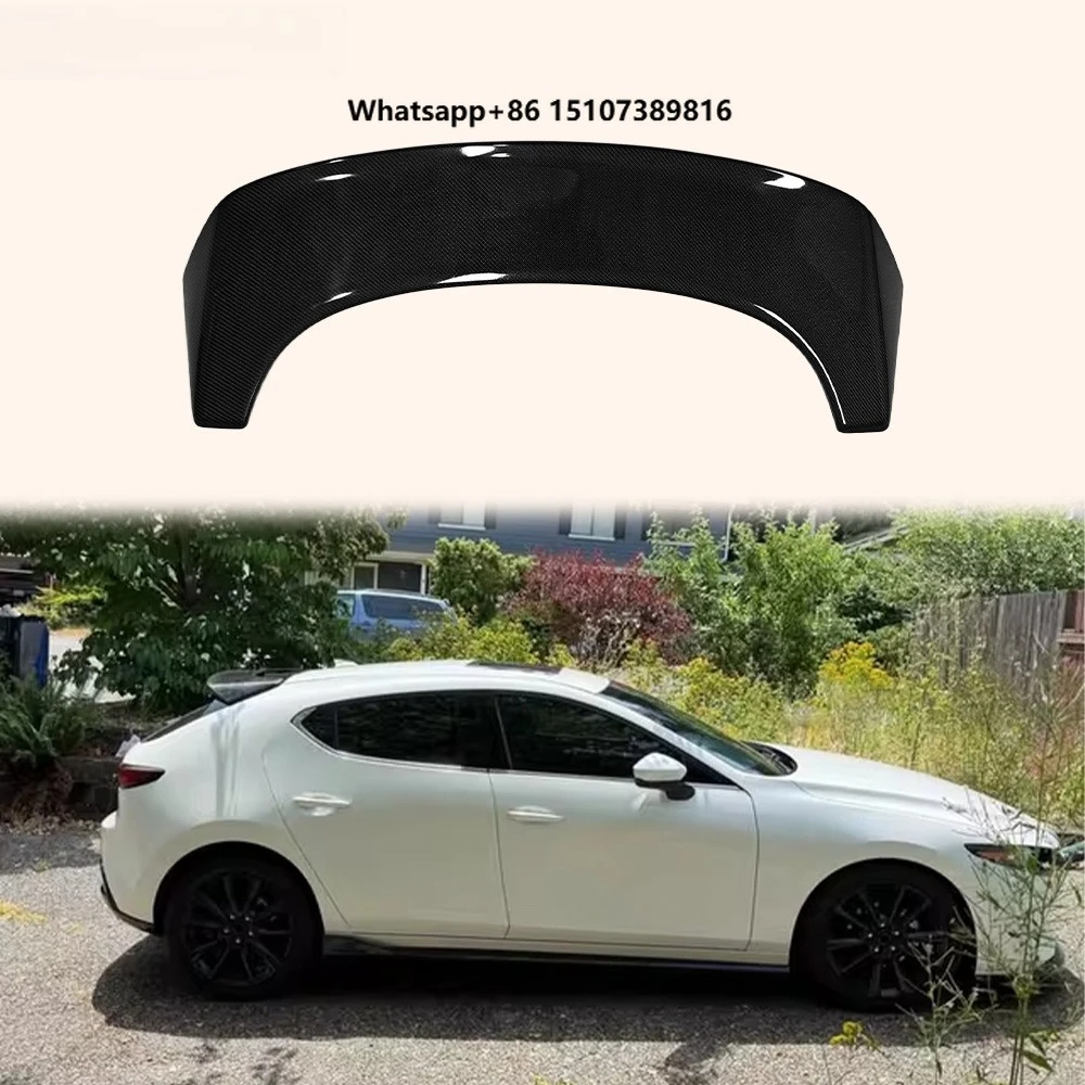For 3 Axela Hatch Back 2020+ Carbon Fiber KZ Style Roof Spoiler Wing