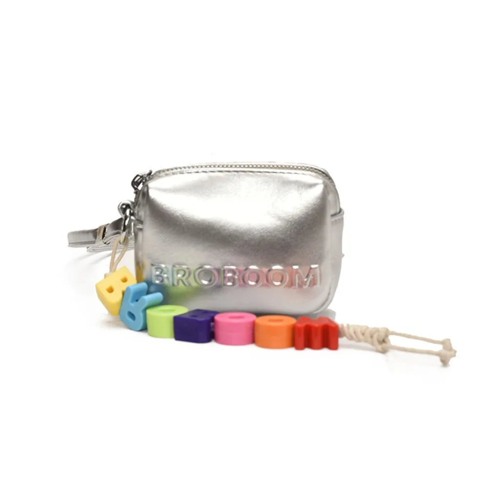 Dompet Persegi Kecil Multifungsi Kulit PU Dompet Koin Halterneck Sederhana Tas Headphone Selempang Tahan Lama Warna Solid Wanita